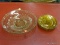 (R3) LOT OF YELLOW GLASSWARE; 7 PIECE LOT OF YELLOW CLASSWARE WITH RIBBON AND FLORAL DETAILING TO