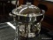 (R3) CHAFING DISH; SILVER PLATE CHAFING DISH WITH STAND AND REMOVABLE BURNER CAN HOLDER. IS IN