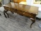(R3) SOFA TABLE; 2 DRAWER SOFA/CONSOLE TABLE WITH BRASS CHIPPENDALE STYLE PULLS AND CABRIOLE LEGS.