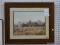 (BACK WALL) GENE SPECK PRINT; DEPICTS A FIELD SCENE WITH 2 BARNS IN THE DISTANCE. IS DOUBLE MATTED