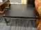 (BACK WALL) COFFEE TABLE; 1 OF A PAIR OF CONTEMPORARY COFFEE TABLES WITH STAINLESS STEEL LEGS AND