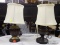 (WALL) TABLE LAMPS; PAIR OF TABLE LAMP, ONE HAS A BRUSHED BRONZE FINISH AND ONE HAS A BLACK PAINTED