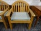 (WALL) SMITH & HAWKEN TEAK CHAIR; HEAVY SLATTED TEAK WOOD CHAIR WITH REMOVABLE SMITH AND HAWKEN SAGE