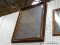 (WALL) WALL HANGING MIRROR; MIRROR SITS IN A WOODEN FRAME. MEASURES 26 IN X 33.5 IN.