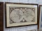 (WALL) FRAMED MAP PRINT; FRAMED ANTIQUE WORLD MAP PRINT. MATTED IN BLACK AND CREAM AND FRAMED IN A