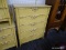 (R1) CHEST OF DRAWERS; BASSETT FURNITURE 5 DRAWER CHEST OF DRAWERS WITH A BAMBOO STYLE AND A YELLOW