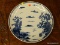 (R2) LARGE ORIENTAL BOWL; ANDREA BY SADEK BLUE AND WHITE 16.5 IN PORCELAIN BOWL WITH A MOUNTAIN