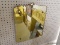 (WALL) WALL HANGING MIRROR; BEVELED GLASS MIRROR HAS METAL FLOWER STUDS AND FLOWER ETCHED AT THE