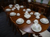 (R2) LOT OF CHINA; 79 PIECE LOT OF FLORAL, CREAM WITH BLUE RIM, MADE IN JAPAN CHINA TO INCLUDE 10, 7