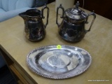 (R3) LOT OF SILVER PLATE; 3 PIECE LOT OF SILVER PLATE TO INCLUDE A CREAMER, A LIDDED SUGAR BOWL, AND