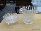 (R3) GLASS BOWLS; 2 PIECE LOT OF DECORATIVE GLASS BOWLS TO INCLUDE AN ELEVATED BOWL WITH ASTRAL