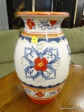 (R3) DECORATIVE VASE; HAND CRAFTED AND HAND PAINTED DECORATIVE CENTER VASE FROM TABLE TOP GALLERIES