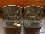 (R3) PAIR OF BOOKENDS; SOLID BRASS BOOKENDS WITH IMAGES OF PIRATES CARRYING THEIR LOOT ASHORE WITH A
