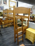 (R3) BUNK BED; PINE BUNK BED WITH WOODEN RAILS AND LADDER. INCLUDES SLATS FOR UPPER BED FRAME. IS IN