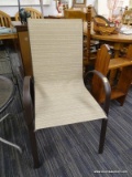 (R4) PATIO CHAIR; MESHED AND METAL FRAME PATIO CHAIR. IS IN VERY GOOD CONDITION AND MEASURES 22 IN X