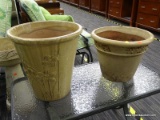 (R4) 2 PIECE LOT; INCLUDES A GLAZED FLORAL PATTERN PLANTER (MEASURES 15 IN X 16 IN) AND A GLAZED