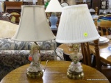 (R4) PAIR OF FIGURAL BUST LAMPS; 1 IS OF A MAN AND 1 IS OF A WOMAN. BOTH HAVE SHADES (NON-MATCHING)