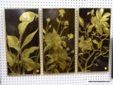 (BACK WALL) 3 PIECE METAL ART LOT; INCLUDES A PEACE LILY ARTWORK, A MAGNOLIA TREE ARTWORK, AND A