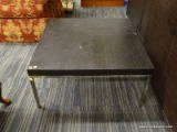 (BACK WALL) COFFEE TABLE; 1 OF A PAIR OF CONTEMPORARY COFFEE TABLES WITH STAINLESS STEEL LEGS AND