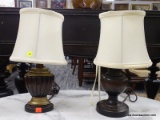 (WALL) TABLE LAMPS; PAIR OF TABLE LAMP, ONE HAS A BRUSHED BRONZE FINISH AND ONE HAS A BLACK PAINTED