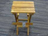 (WALL)SMITH & HAWKEN TEAK FOLDING TABLE; SOLID SLATTED TEAK WOOD COLLAPSIBLE TABLE WITH FOLD DOWN