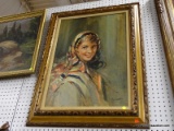 (WALL) OIL ON CANVAS; DEPICTS A YOUNG LADY WITH HOOP EARRINGS AND A FULL HEAD SCARF. IS IN A VARIETY