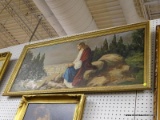 (WALL) OIL ON CANVAS OF JESUS; SHOWS JESUS SITTING ON A ROCK, POSSIBLY OUTSIDE OF BETHLEHEM,