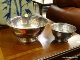 (R2) ELECTROPLATE BOWLS; 2 PIECE LOT OF GOTHAM, ELECTROPLATE BOWLS. ONE HAS AN 8 IN DIAMETER AND ONE