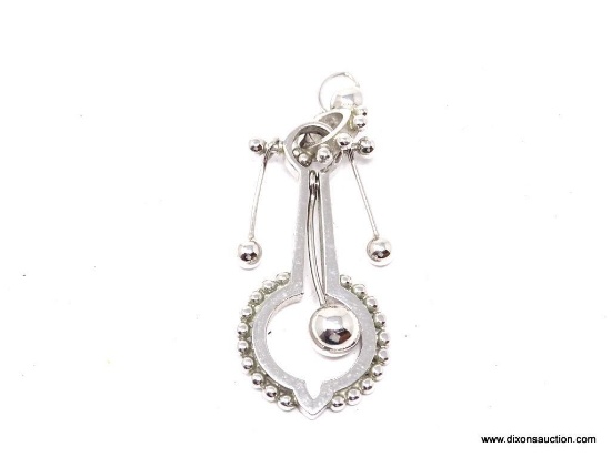 STERLING SILVER PENDANT; CM & O STERLING SILVER DROP PENDANT. MEASURES 2 IN LONG.