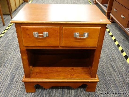 (R1) AMERICAN OF MARTINSVILLE NIGHTSTAND; HAS SINGLE DRAWER WITH 2 CHROME PULLS ABOVE A LOWER