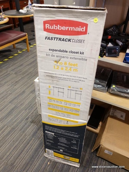 (R1) EXPANDABLE CLOSET KIT; RUBBERMAID FASTTRACK CLOSET, EXPANDABLE WIRE CLOSET KIT WITH A SATIN