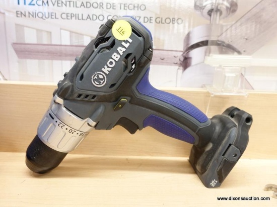 (R1) KOBALT CORDLESS DRILL/DRIVER; RUBBER HANDLE DRILL/DRIVER. NOTE, BATTERY NOT INCLUDED. MODEL NO.