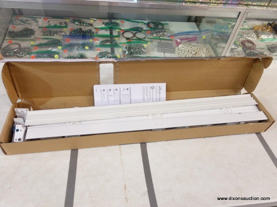 (R1) (R1) ALLEN + ROTH BLINDS; ROOM DARKENING, CORDLESS, 2 IN FAUX WOOD BLINDS WITH A WHITE FINISH.