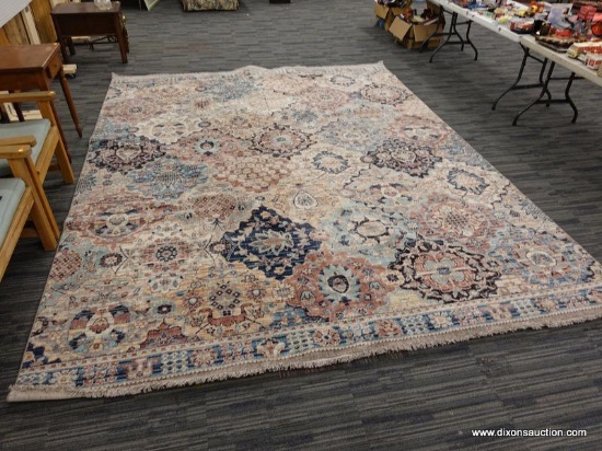 (WALL) STEEPLEGATE AREA RUG; MOHAWK HOME STEEPLEGATE, MULTI COLOR, VINTAGE PERSIAN AREA RUG.