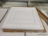 (R2) LAY-IN CEILING PANEL; GENESIS PVC CEILING TILE, ICON RELIEF IN WHITE. MEASURES 2 FT X 2 FT.
