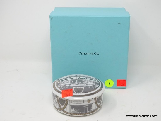 (SHOW) TIFFANY & CO TRINKET BOX; CVS'S 25 YEARS OF SERVICE COMMEMORATIVE PORCELAIN TRINKET BOX.