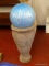 (GARAGE) PEDESTAL AND BALL; COMPOSITION PEDESTAL AND YARD GAZING BALL- 33 IN H