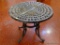 (GARAGE) TABLE; METAL ROUND PATIO TABLE- 22 IN DIA. X 14 IN H