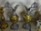 (LR) ANTIQUE EWERS; PR OF BRASS AND SILVER-PLATE EWERS- 14 IN H