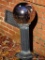 (BACKYD) PEDESTAL AND BALL; ALUMINUM COLUMNED PEDESTAL WITH ATTACHED MIRRORED YARD GAZING BALL-32 IN