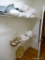 (MASTER CLOSET) SHELF CONTENTS; CONTENTS INCLUDE; LINENS, QUILT , 2 SILK LAMP SHADES, BRASS ELECTRIC