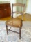 (MBATH) ANTIQUE CHAIR; ANTIQUE VICTORIAN MAPLE CANE BOTTOM CHAIR- REFINISHED- 16 IN X 16 IN X 32 IN