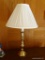 (FRM) LAMP; BRASS VIRGINIA METALCRAFTERS LAMP WITH SILK SHADE- 24 IN H