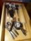 (KIT) DRAWER LOT; LOT INCLUDES- KITCHEN SERVING UTENSILS, WOODEN ROLLING PIN AND MEASURING CUPS