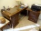 (LAUNDRY) EXECUTIVE DESK; JOFCO MAHOGANY 2 PC. EXECUTIVE DESK, CENTER DRAWER, 3 SIDE DRAWERS, ONE