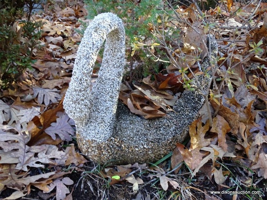 (SIDEYD) PLANTER; PEBBLED DECORATED CONCRETE SWAN PLANTER- 19 IN X 19 IN