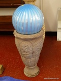 (GARAGE) PEDESTAL AND BALL; COMPOSITION PEDESTAL AND YARD GAZING BALL- 33 IN H