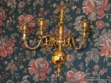 (DR) CANDLE SCONCE; SINGLE BRASS CHIPPENDALE CANDLE SCONCE- 12 IN X 12 IN
