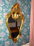 (DR) MIRROR; GOLD COMPOSITION MIRROR WITH SHELL AND LEAF PATTERN- 16 IN X 30 IN