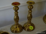 (LR) BRASS CANDLEHOLDERS; PR. OF VIRGINIA METALCRAFTERS CANDLE HOLDERS- 9 IN H